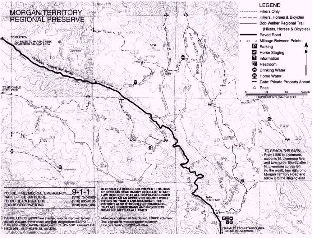 Morgan Territory Regional Preserve Trail Map