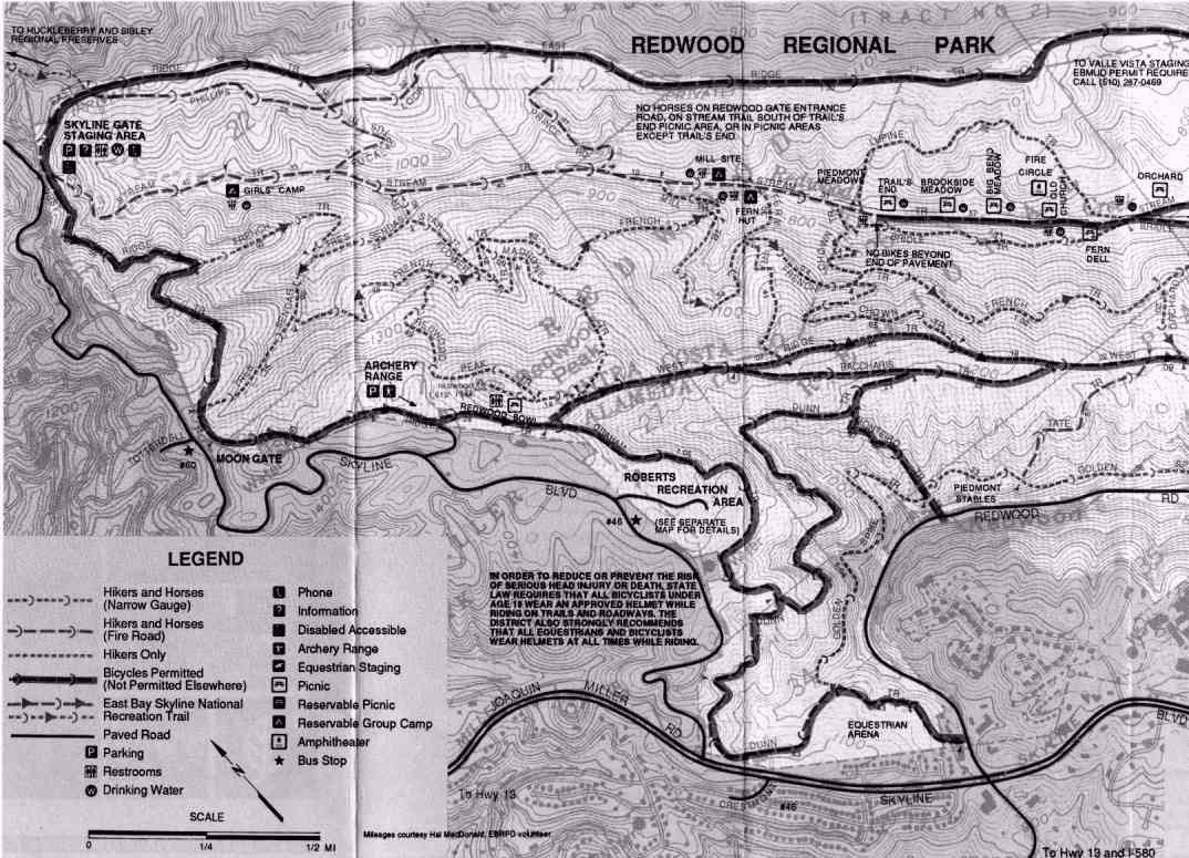 Redwood Regional Park Trail Map