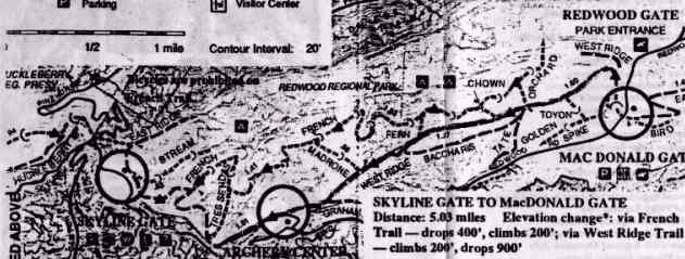Skyline Gate to MacDonald Gate Trail Map